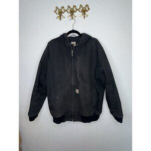 Carhartt Jacket Mens XL Black Quick Duck Canvas Jefferson Active Lined Coat